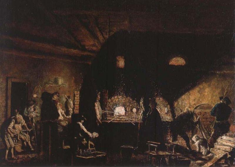 Pehr Hillestrom Interior fran Kungsholms glasbruk i Stockholm France oil painting art